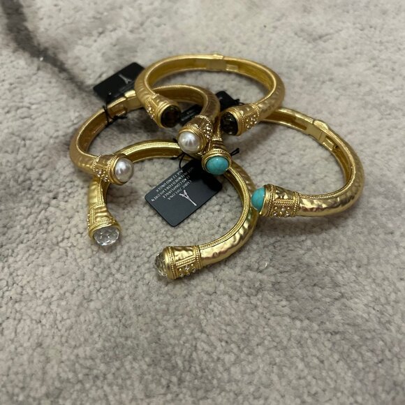 Your Choice of Gold Hinged Cuffs in your Choice of Stones - Picture 1 of 1